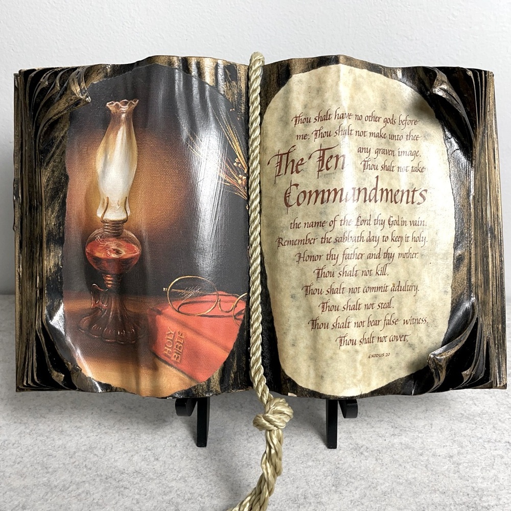 Decorative Ten Commandments Book with Lamp Design